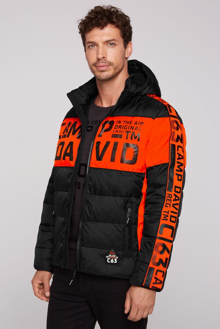 Winter jacket with colour blocking and logo design