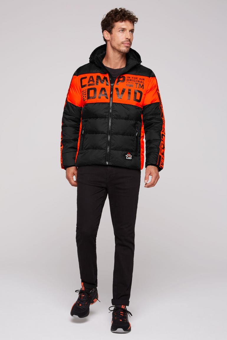 Winter jacket with colour blocking and logo design