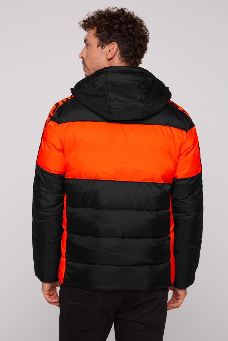 Winter jacket with colour blocking and logo design