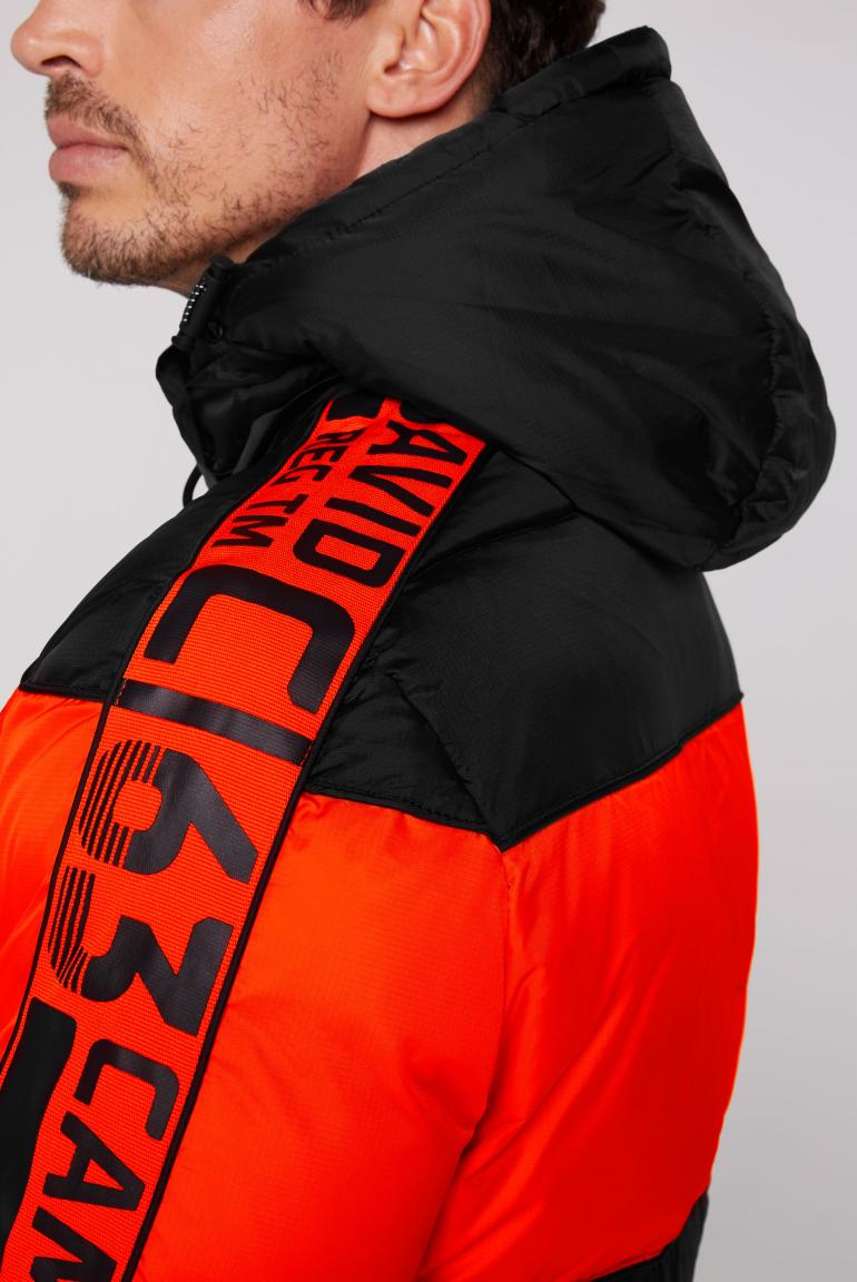 Winter jacket with colour blocking and logo design