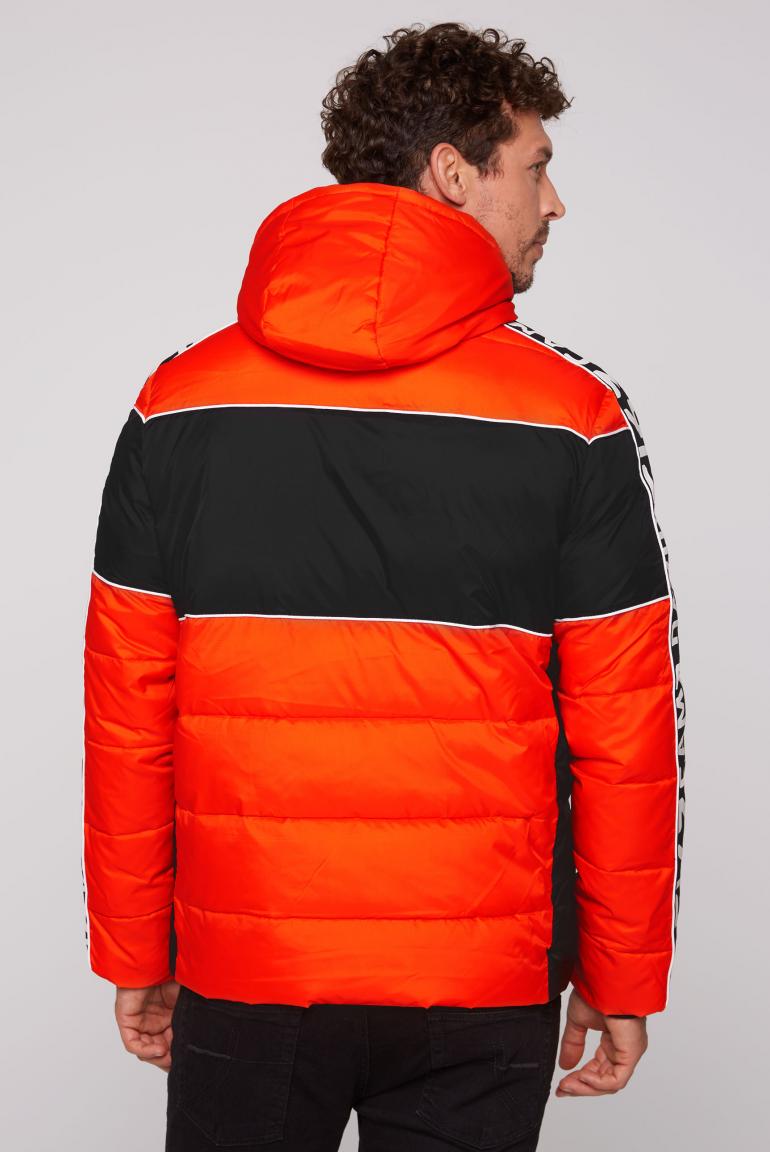 Winter jacket with colour blocking and logo design