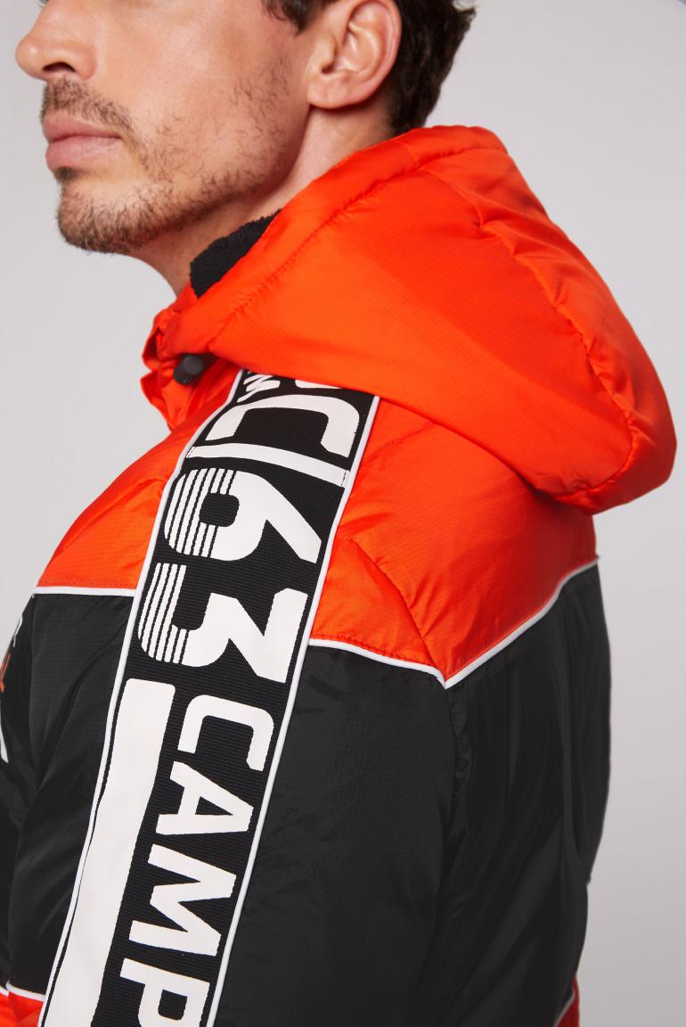 Winter jacket with colour blocking and logo design