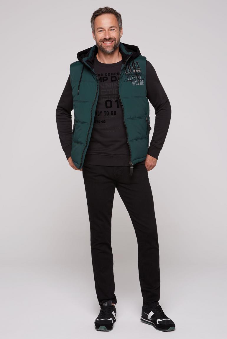 Outdoor vest with detachable sweat hood