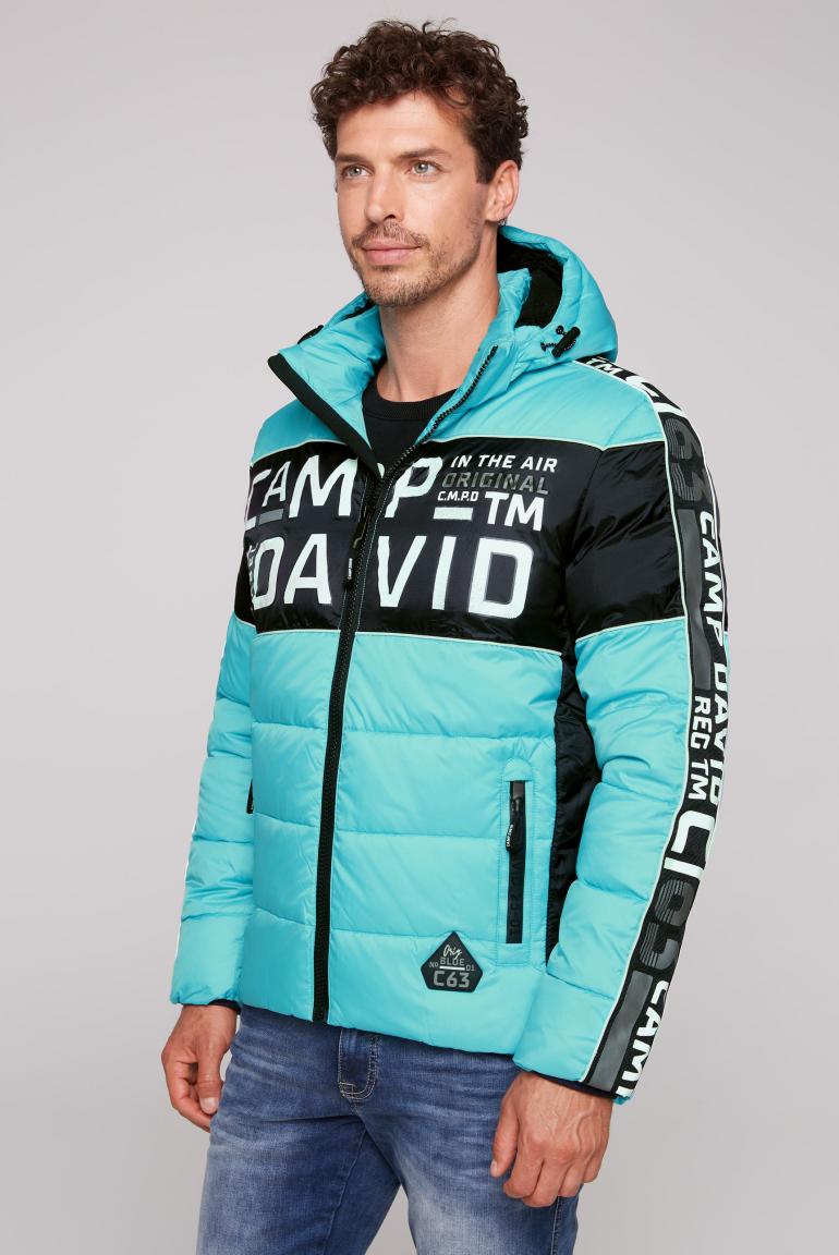 Winter jacket with colour blocking and logo design