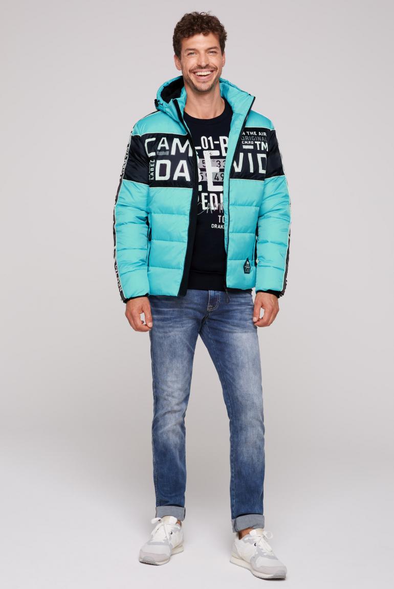 Winter jacket with colour blocking and logo design