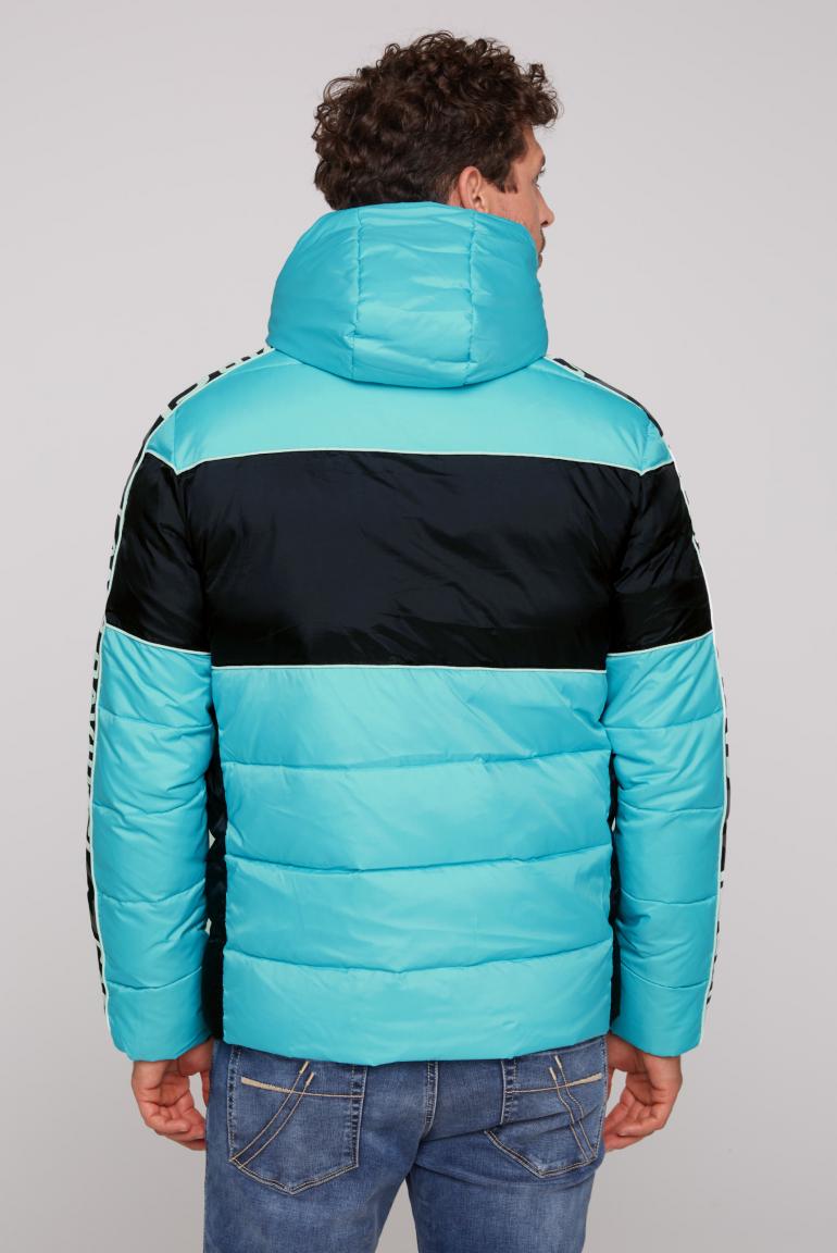 Winter jacket with colour blocking and logo design