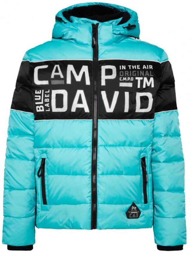 Winter jacket with colour blocking and logo design