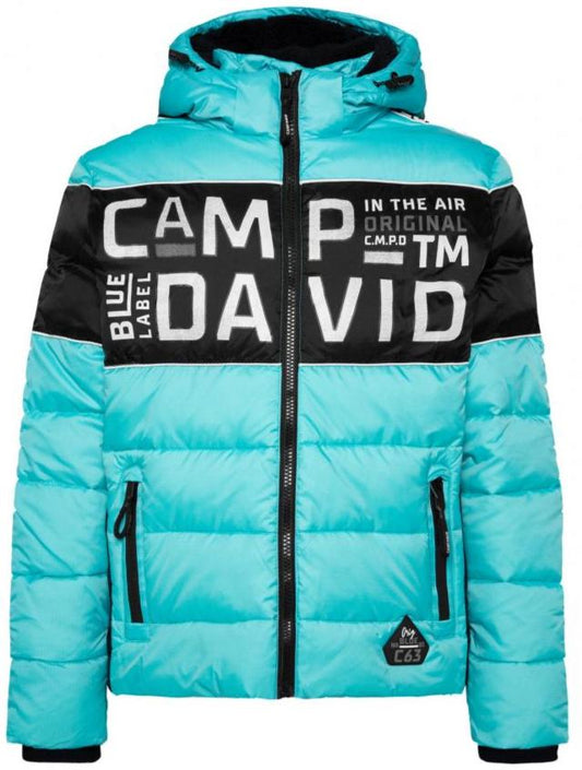 Winter jacket with colour blocking and logo design