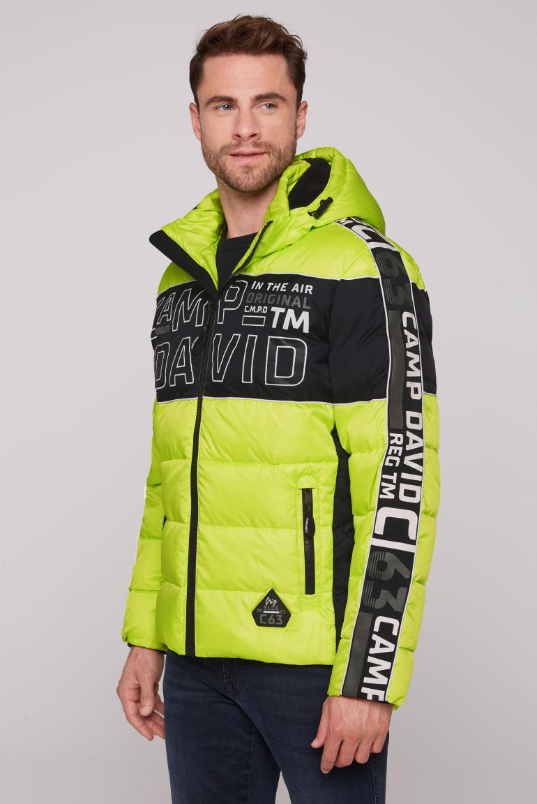 Winter jacket with colour blocking and logo design