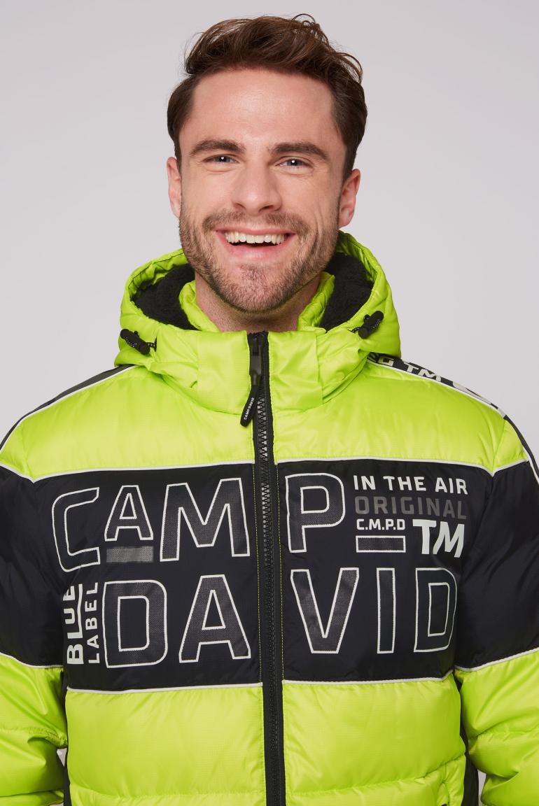 Winter jacket with colour blocking and logo design