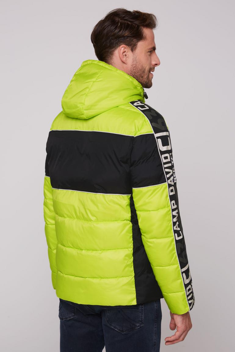 Winter jacket with colour blocking and logo design