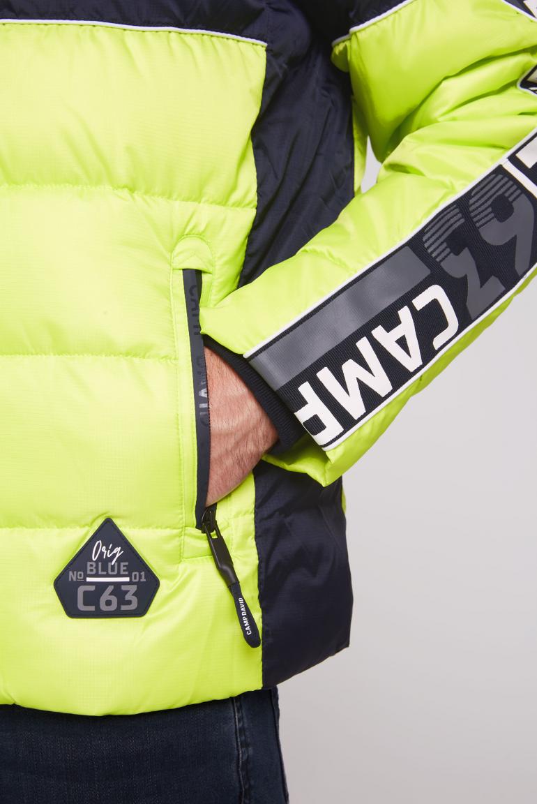 Winter jacket with colour blocking and logo design