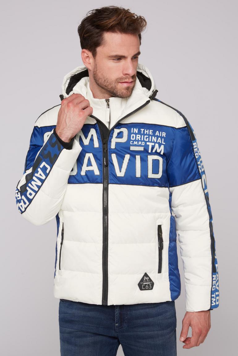 Winter jacket with colour blocking and logo design