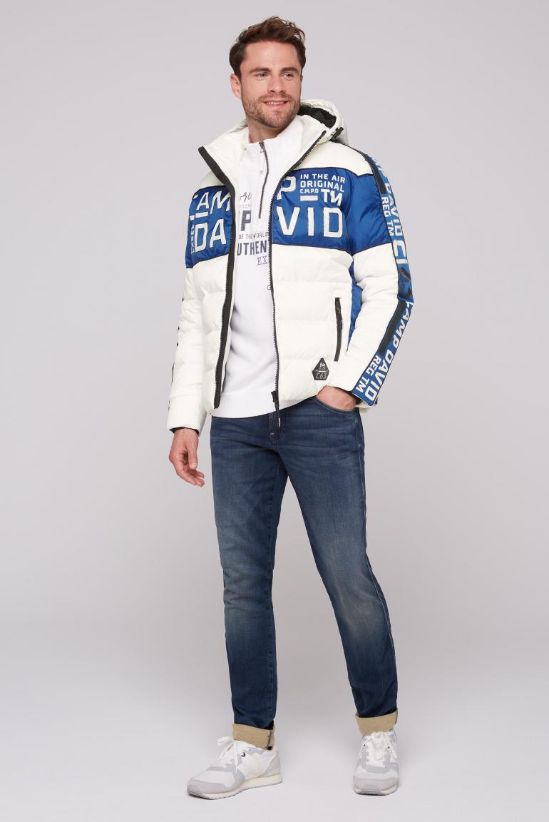 Winter jacket with colour blocking and logo design