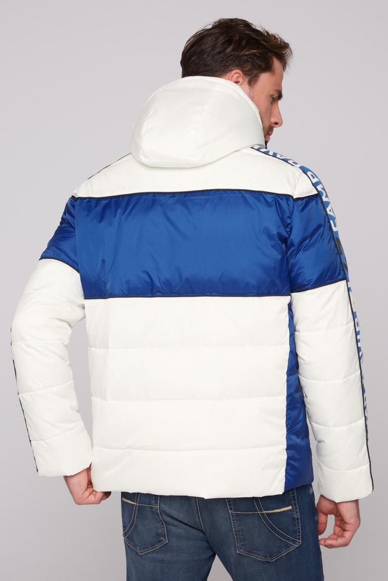 Winter jacket with colour blocking and logo design