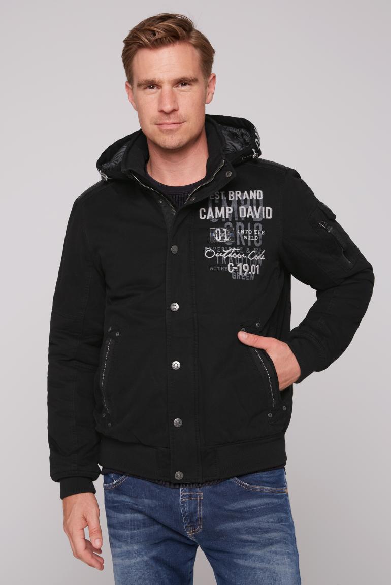 Winter blouson with detachable hood and artwork kitt