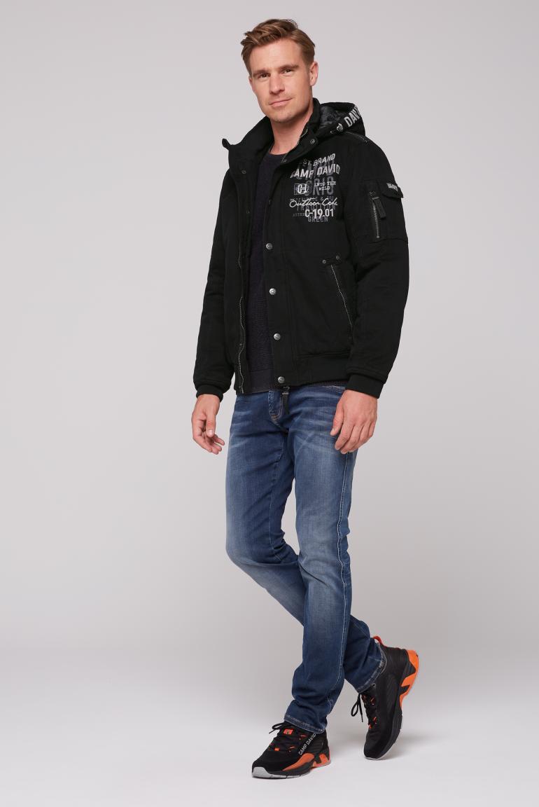 Winter blouson with detachable hood and artwork kitt