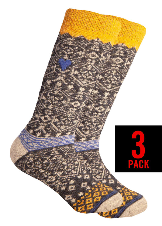 Nordische Wollsocken mit kleiner eingewebter schwedischer Flagge, dunkelgrau