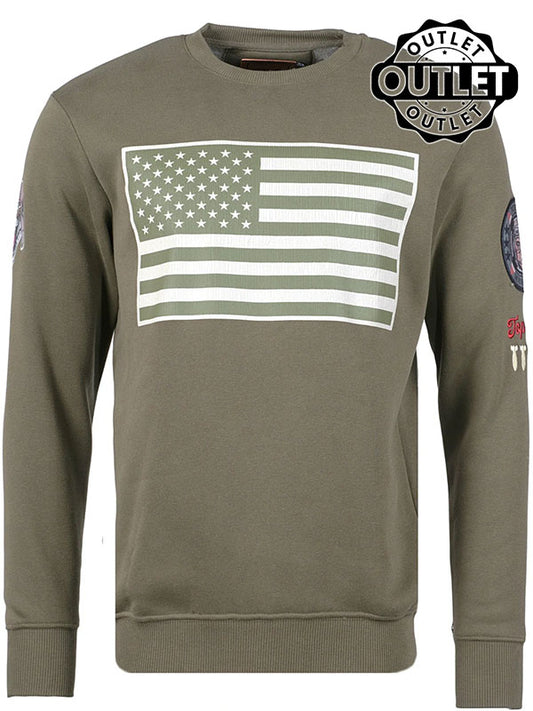 Sweatshirt round neck "US Flag" Army