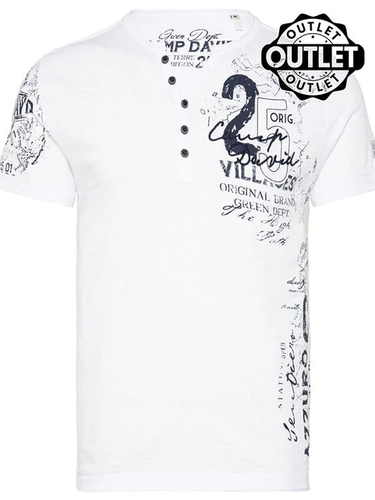 T-Shirt col V boutonné Chique Terre, blanc optique