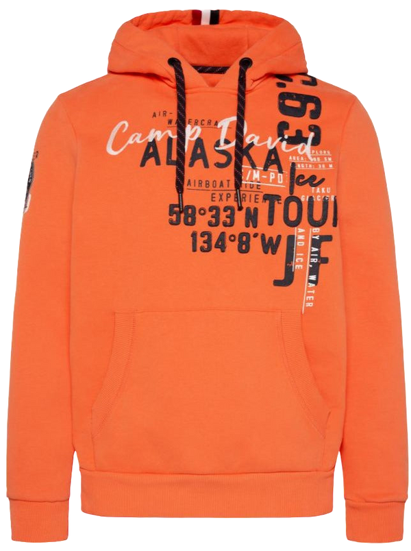 Camp David Hooded Sweatshirt with Fashion Artworks in Orange - Stateshop Logo