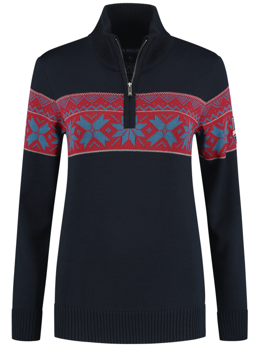 John Brillant Norwegian Womens Pullover Ullgenser, Black, darkblue