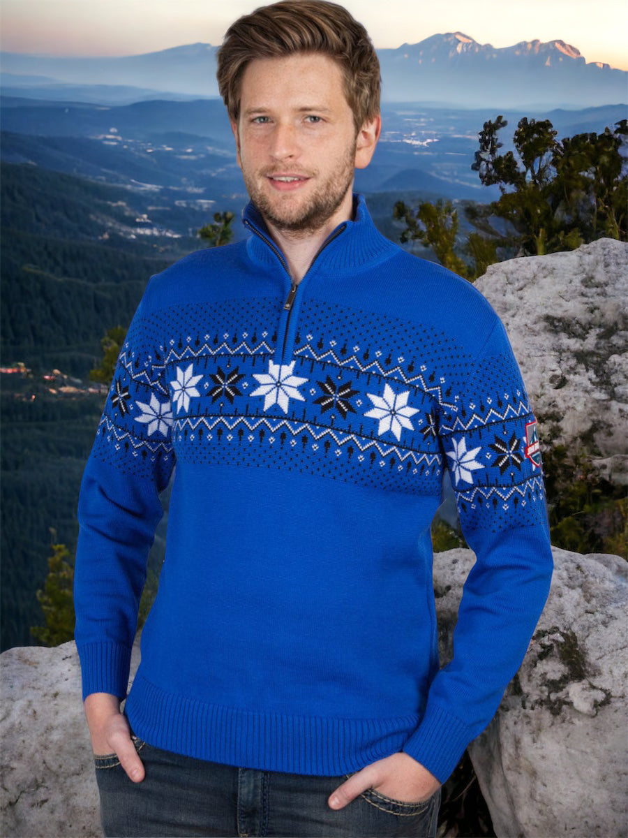 John Brillant Norwegian Mens Pullover Merino, Blue