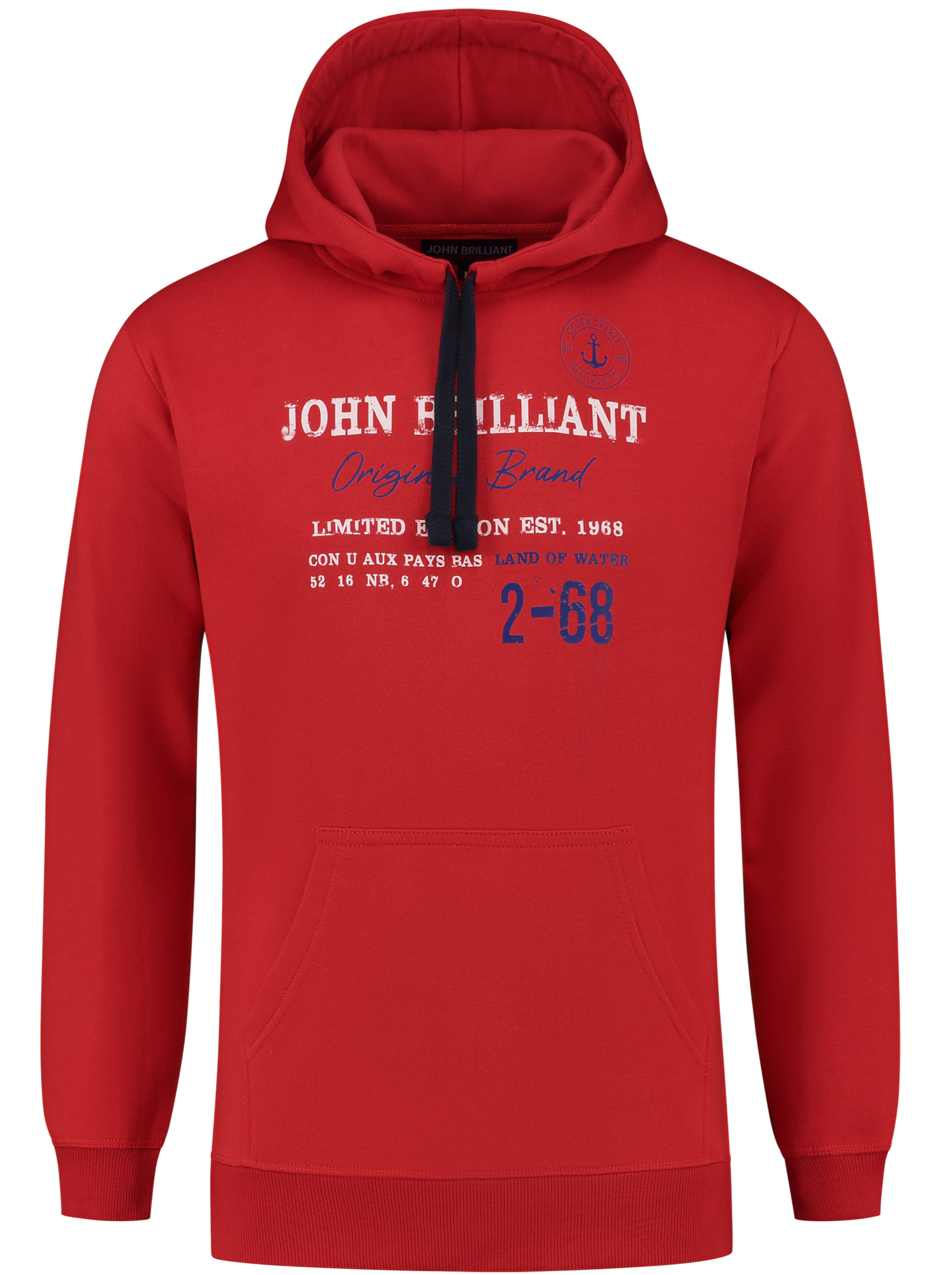 John BrillantHoodie sweatshirt with nautical print, Red