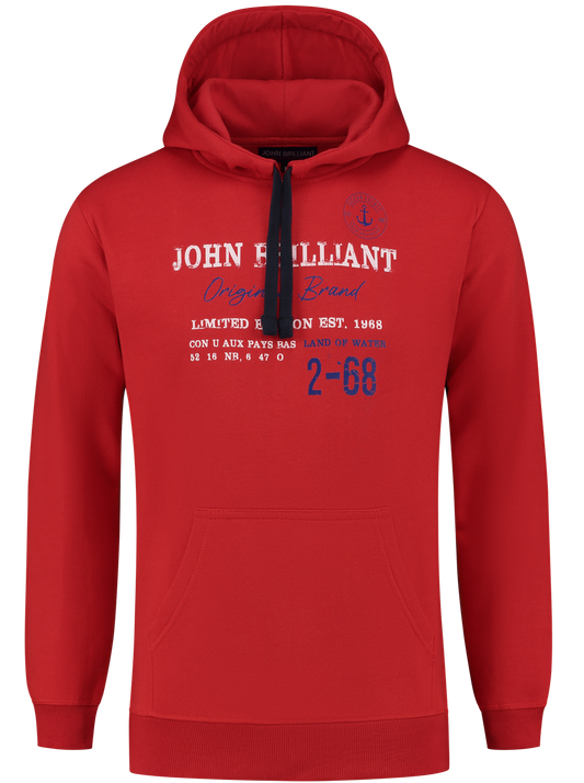 John BrillantHoodie sweatshirt with nautical print, Red