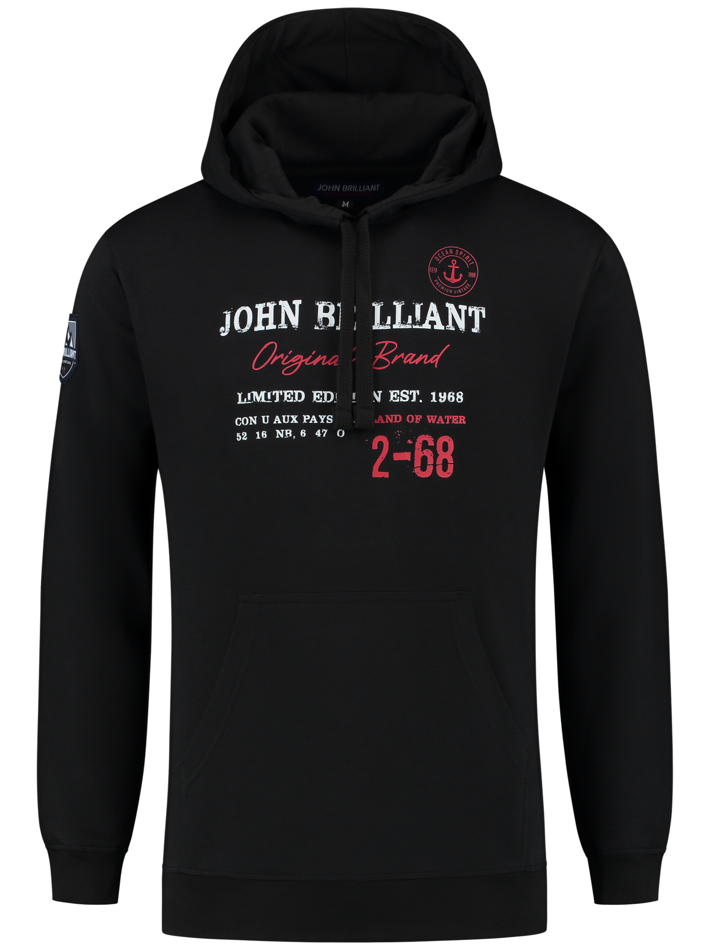 John BrillantHoodie sweatshirt with nautical print, black