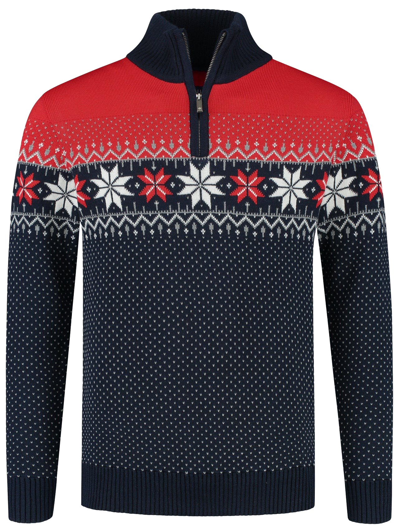 John Brillant Norwegian Mens Pullover Merino, red & blue