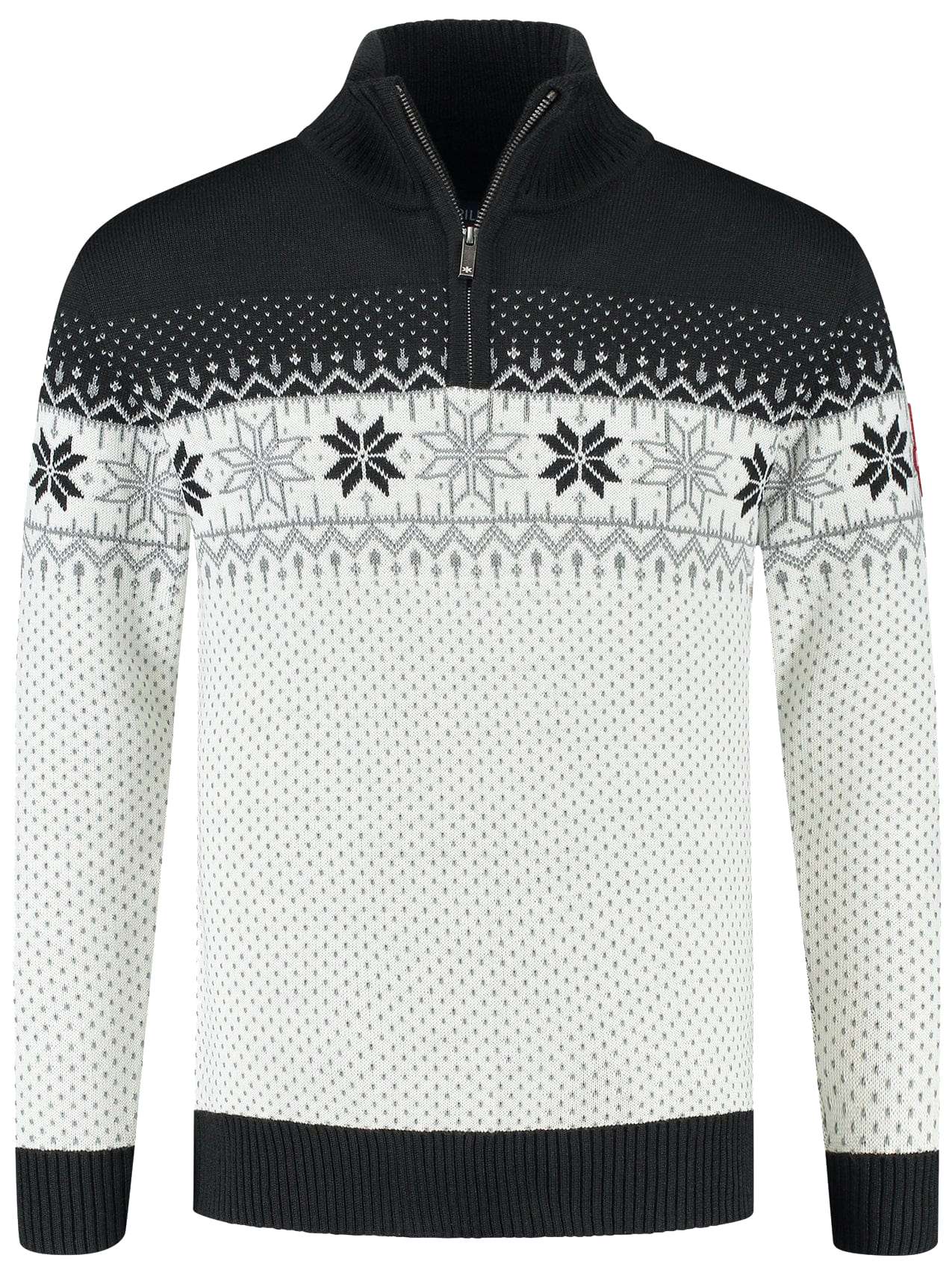 John Brillant Norwegian Mens Pullover Merino, black & white