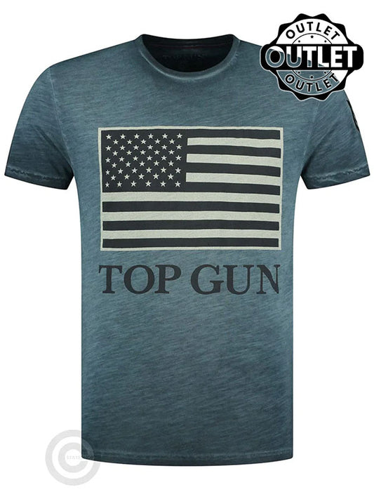 Rundhals-T-Shirt aus Baumwolle "US Vintage Flag" Blau