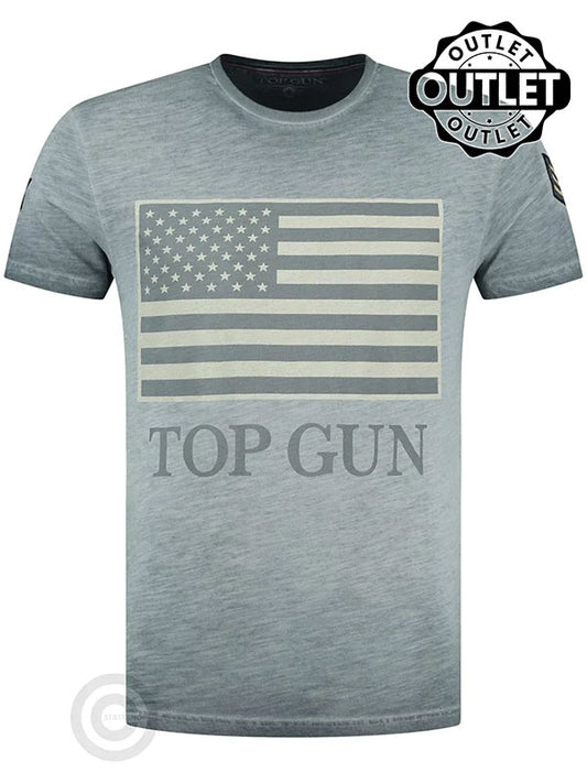 Rundhals-T-Shirt aus Baumwolle "US Vintage Flag" Grau