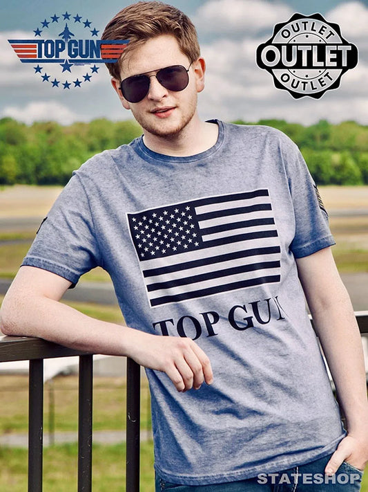 T-Shirt Rundhals aus Baumwolle "US Flag" blau