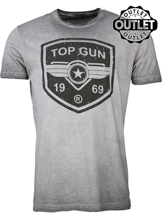 T-shirt col rond en coton "Power Shield" Gris