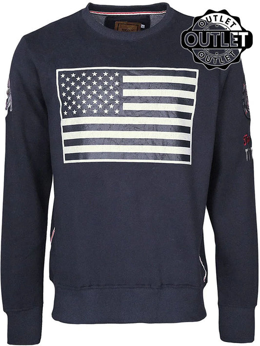 Sweat col rond "US Flag" bleu foncé