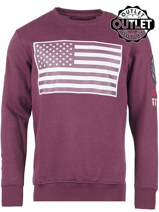 Sweatshirt round neck "US Flag" Bordeaux