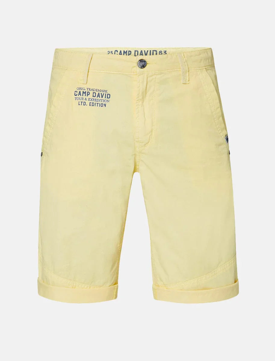 Camp David Chino Short with Back Print, Yellow