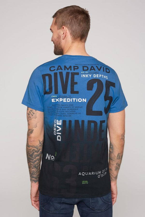 Cool Dip-Dye CAMP DAVID T-Shirt with Diving-Inspired Print