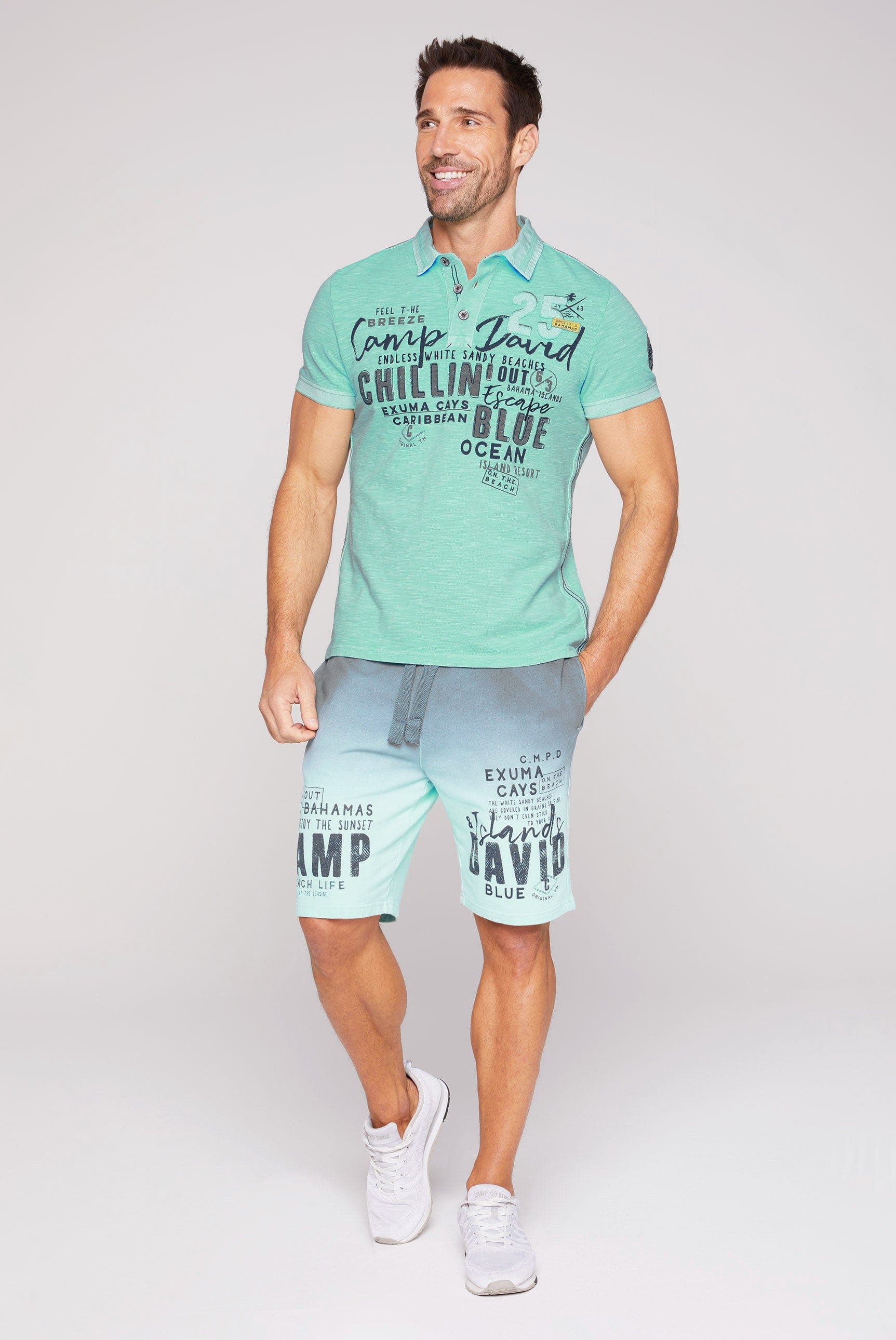 short sleeves, Life, David Stateshop Beach Fashion - Mint Cool Camp Poloshirt