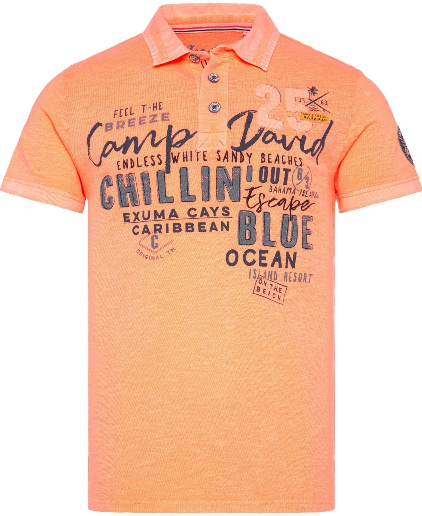 Camp David Poloshirt Beach Life, short sleeves, Sunset Neon