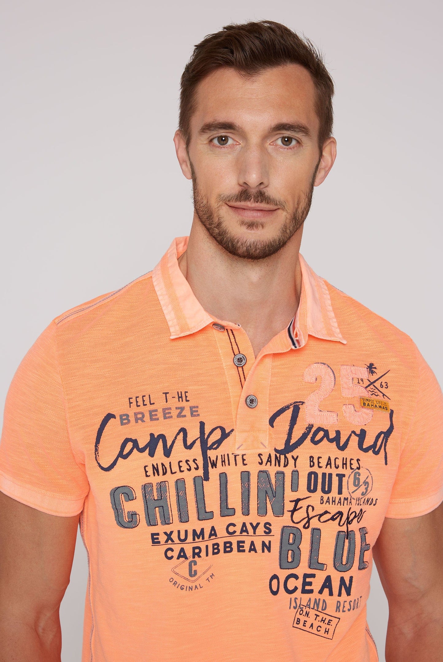 Camp David Poloshirt Beach Life, short sleeves, Sunset Neon