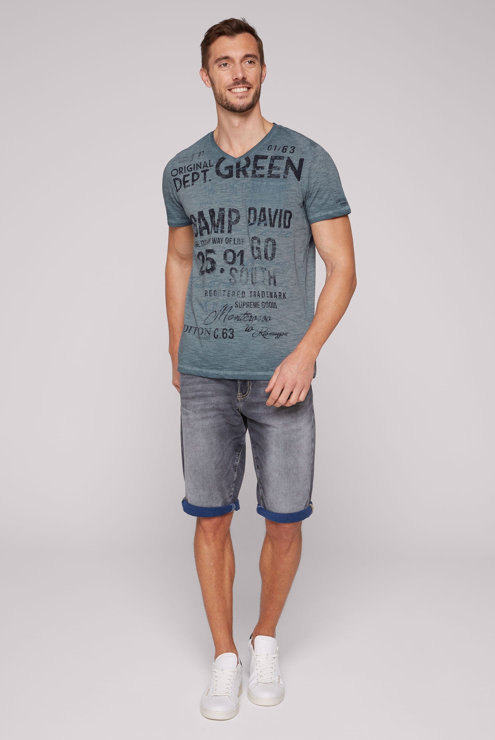 Camp David T-Shirt, - Chique darkblue Stateshop Terre, Fashion v-neck
