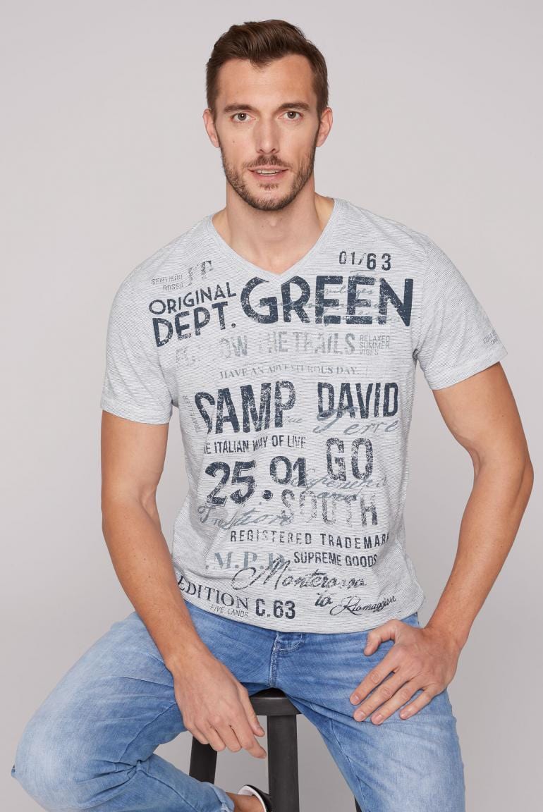 optic - Stateshop v-neck T-Shirt, Fashion Terre, Camp David white Chique