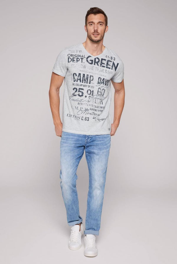 Camp David T-Shirt, Chique v-neck Fashion - white Terre, optic Stateshop