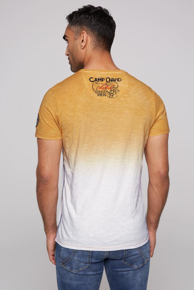 CAMP DAVID T-Shirt with Gradient and Logo Appliques, Yellow