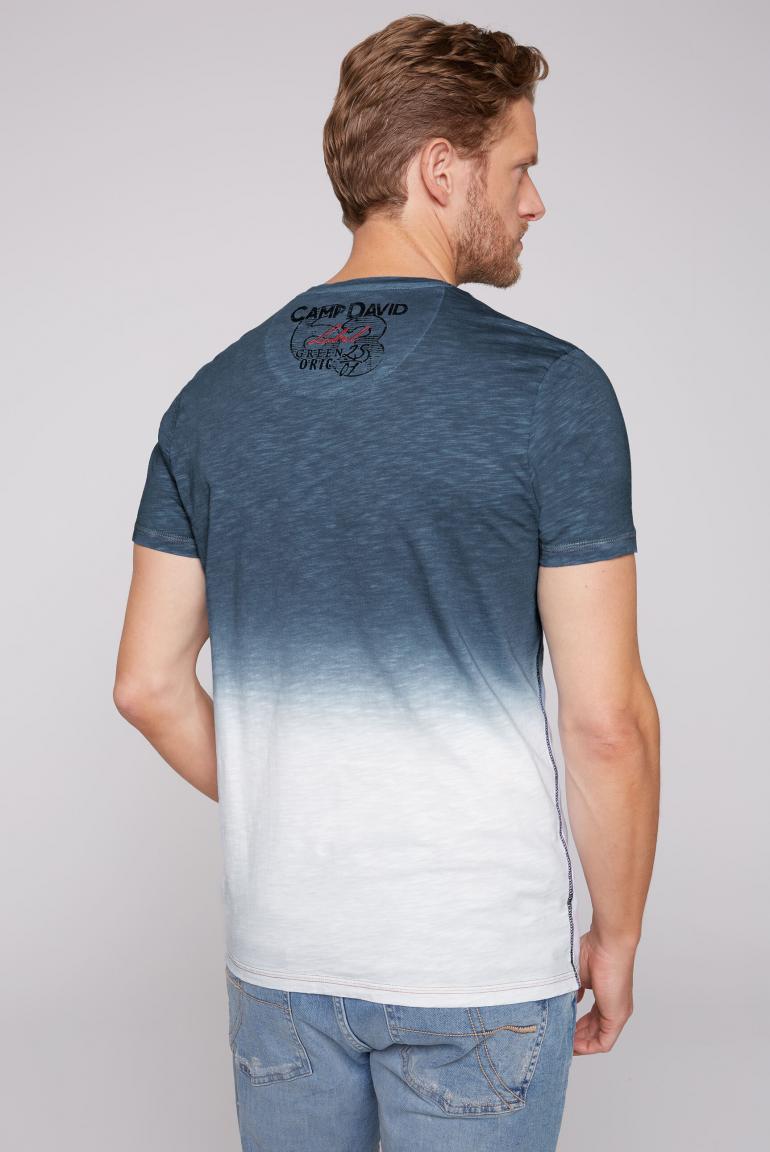 CAMP DAVID T-Shirt with Gradient and Logo Appliques, Blue