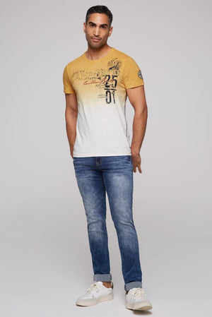 CAMP DAVID T-Shirt with Gradient and Logo Appliques, Yellow