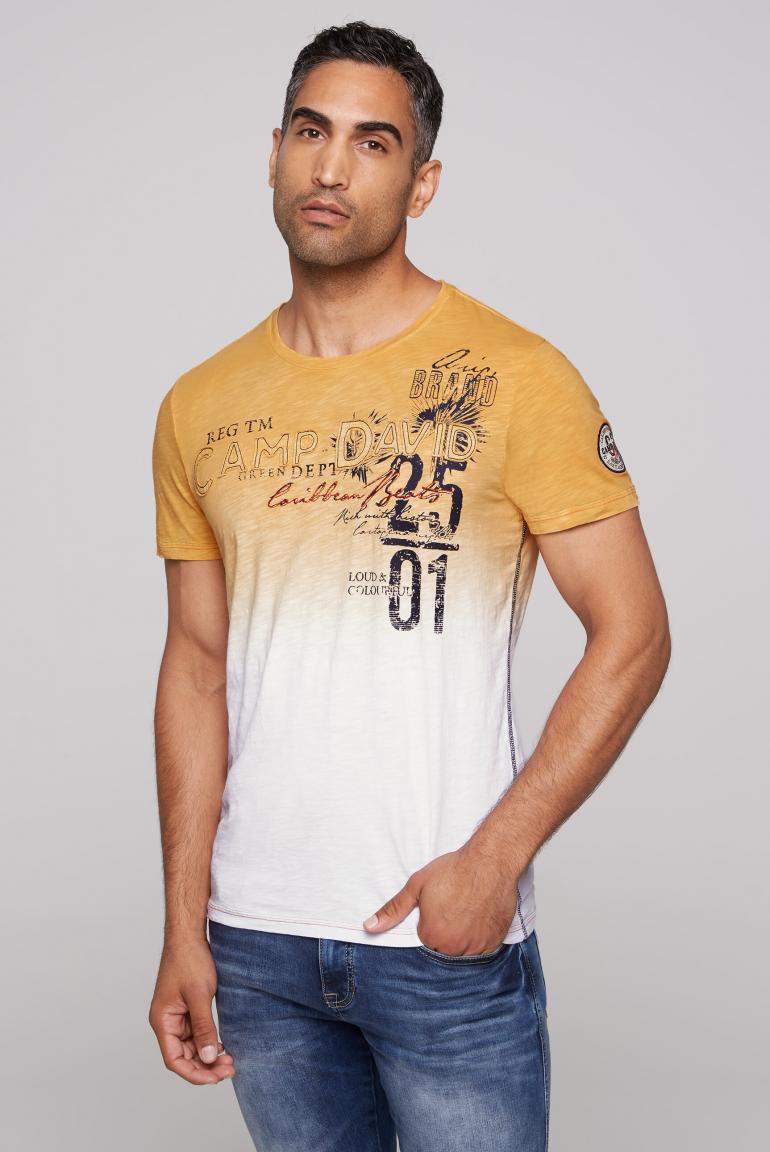CAMP DAVID T-Shirt with Gradient and Logo Appliques, Yellow